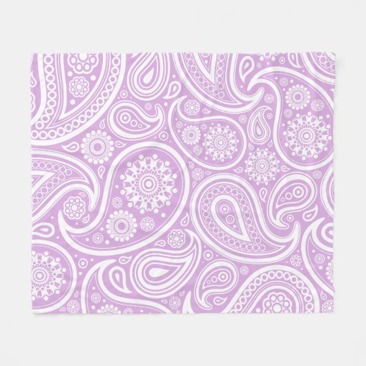 Retro Lila lavender Paisley Print Fleece Deken (Voorkant (Horizontaal))