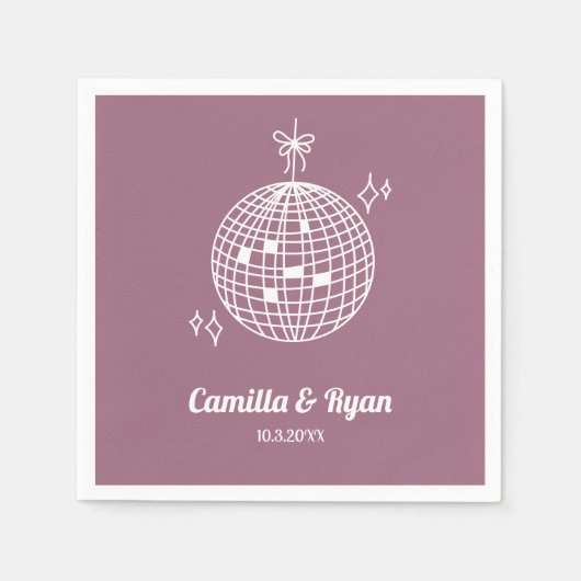 Retro Lila Paarse Disco Bruiloft Decor servetten (Voorkant)