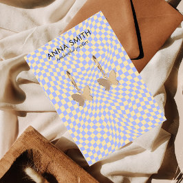 Retro Lila patroonroovy verouderingsscherm Visitekaartje