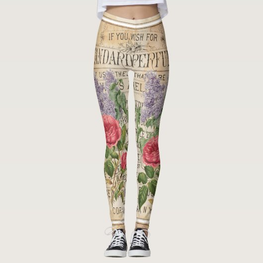  Retro Lila Roos parfumzeep Leggings (Voorkant)