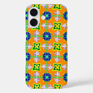 Retro lily en Daisies op geel iPhone 16 Hoesje