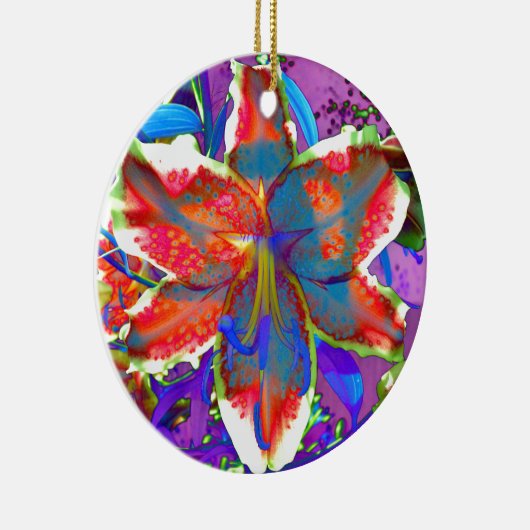 Retro Lily Keramisch Ornament (Rechts)