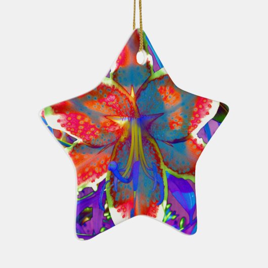 Retro Lily Keramisch Ornament (Rechts)