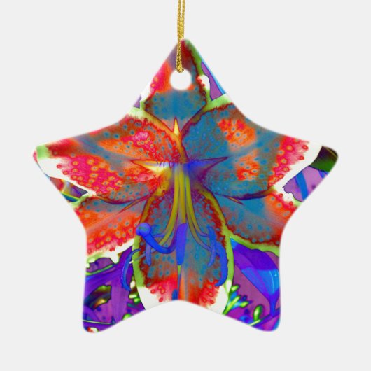 Retro Lily Keramisch Ornament (Voorkant)