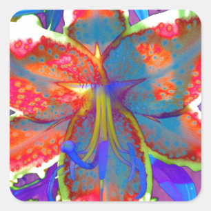 Retro Lily Vierkante Sticker