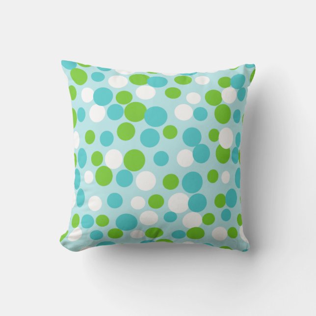 Retro Lime Aqua Stippen Zomer Worp Kussen (Voorkant)