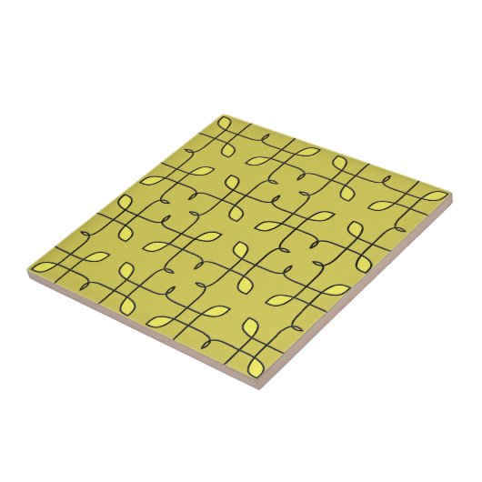 Retro Lime Green Ceramic Tile. Tegeltje (Zijkant)