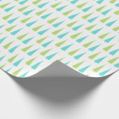 Retro Lime Green- en Blauwgroen blauw kerstbomen Cadeaupapier (Hoek)