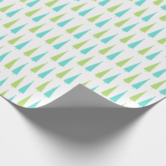 Retro Lime Green- en Blauwgroen blauw kerstbomen Cadeaupapier (Hoek)