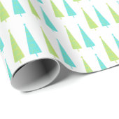 Retro Lime Green- en Blauwgroen blauw kerstbomen Cadeaupapier (Rol Hoek)