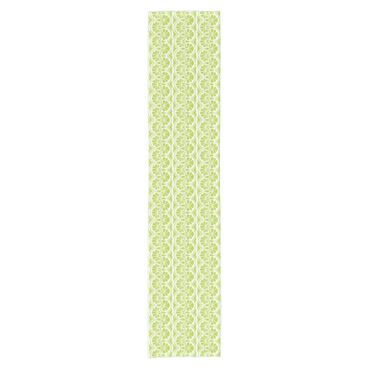 Retro Lime Green Floral Pattern Korte Tafelloper (Voorkant)