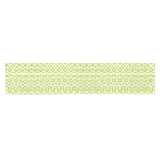 Retro Lime Green Floral Pattern Korte Tafelloper (Horizontaal)