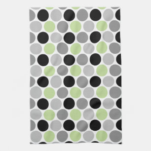 Retro Lime Groen Zwart Cirkels Keukenhanddoeken