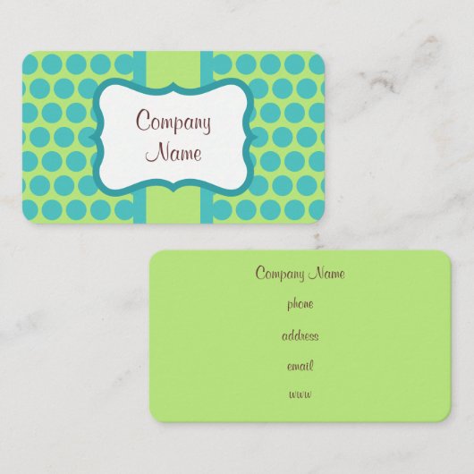 Retro Lime Turquoise Stippen Aangepaste Visitekaar Visitekaartje (Voorkant / Achterkant)