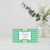 Retro Lime Turquoise Stippen Aangepaste Visitekaar Visitekaartje (Staand voorkant)