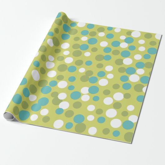 Retro Lime Turquoise Verjaardagsfeest Inpakpapier (Uitgerold)