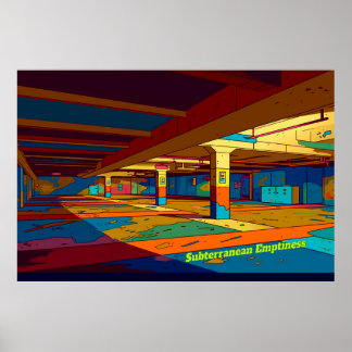 Retro Liminal Space Concept Digitale Kunst Poster