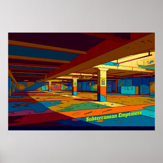 Retro Liminal Space Concept Digitale Kunst Poster (Voorkant)