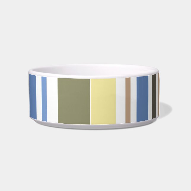 Retro Limoen Blue Grey Art Pattern Pet Bowl Voerbakje (Rechts)
