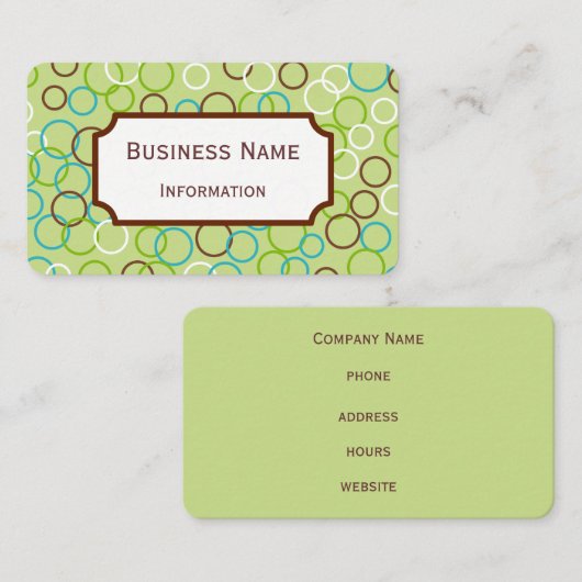Retro-Limoen-cirkels Visitekaartje (Voorkant / Achterkant)