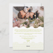 Retro limoen Gingham Merry Christmas Wavy 2 foto's Feestdagenkaart (Achterkant)