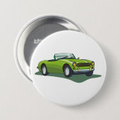 Retro limoengroen open sportauto ronde button 7,6 cm (Voorkant /achterkant)