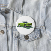 Retro limoengroen open sportauto ronde button 7,6 cm (In situ)