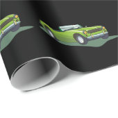 Retro Limoengroene Cabrio Sportwagen Cadeaupapier (Rol Hoek)