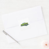 Retro Limoengroene Cabriolet Sportauto Vierkante Sticker (Envelop)