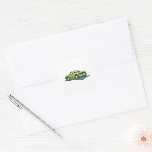 Retro Limoengroene Cabriolet Sportauto Vierkante Sticker