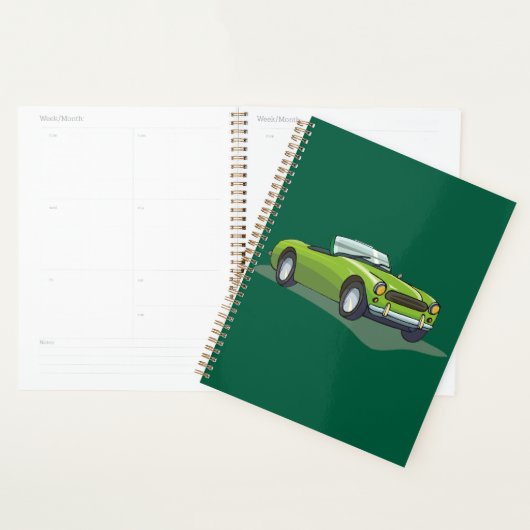 Retro limoengroene open sportwagen planner (Display)
