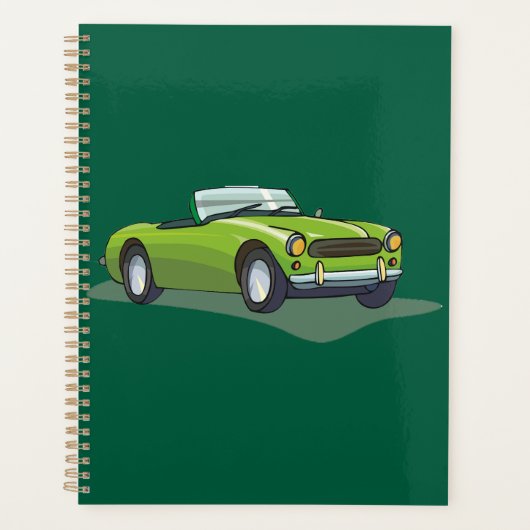 Retro limoengroene open sportwagen planner (Voorkant)