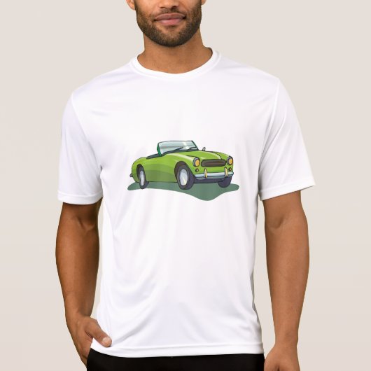 Retro limoengroene open sportwagen t-shirt (Voorkant)