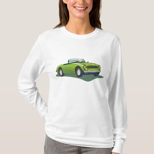 Retro limoengroene open sportwagen t-shirt (Voorkant)
