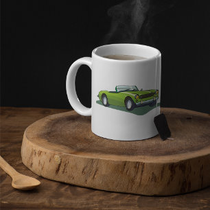 Retro limoengroene sportwagen met open dak koffiemok
