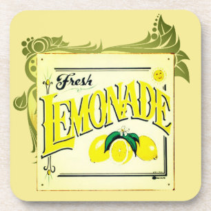 Retro limonadebord citroen zomer fruit geel bier onderzetter
