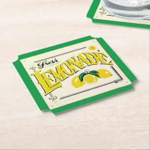Retro limonadebord citroen zomer fruit papieren co kartonnen onderzetters