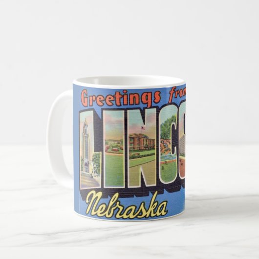 Retro Lincoln Nebraska Groet Mok (Voorkant links)