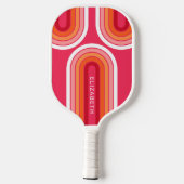 Retro Line Arch met Hot Pink Oranje - Monogram Pickleball Paddle (Achterkant)