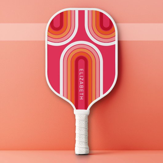 Retro Line Arch met Hot Pink Oranje - Monogram Pickleball Paddle