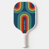 Retro Line Arch met regenboogkleuren - Script Name Pickleball Paddle (Voorkant)