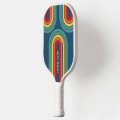 Retro Line Arch met regenboogkleuren - Script Name Pickleball Paddle (Links)
