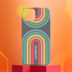 Retro Line Arch Pastel Rainbow-kleuren Aangepaste  iPhone 16 Hoesje