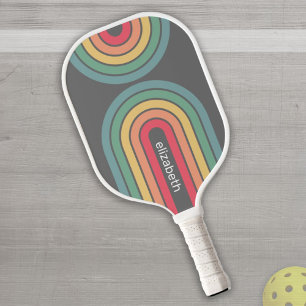 Retro Line Arch Pastel Rainbow-kleuren Aangepaste  Pickleball Paddle