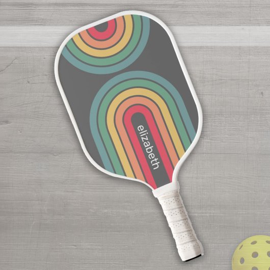 Retro Line Arch Pastel Rainbow-kleuren Aangepaste  Pickleball Paddle