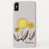Retro Line Art Geel Bloemen Gepersonaliseerde Naam Case-Mate iPhone Case (Achterkant)