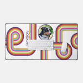 Retro Line Art Hond Foto Bureaumat (Keyboard & Muis)