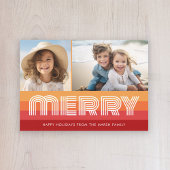 Retro Line Art Rood Sinaasappel - Merry Photo - ja Feestdagenkaart