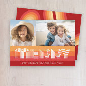 Retro Line Art Rood Sinaasappel - Merry Photo - ja Feestdagenkaart