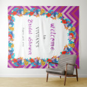 Retro Line Magenta Tropical Vrijgezellenfeest Welk Wandkleed (In Situ (horizontaal))